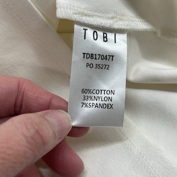 Tobi NWT Off White Spaghetti Strap Plunging Bodycon Mini Dress Size Small - Picture 7 of 8